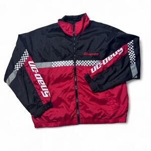 Snap-On 90s Vintage Colorblock Checkered Flag Zip Windbreaker Jacket Large